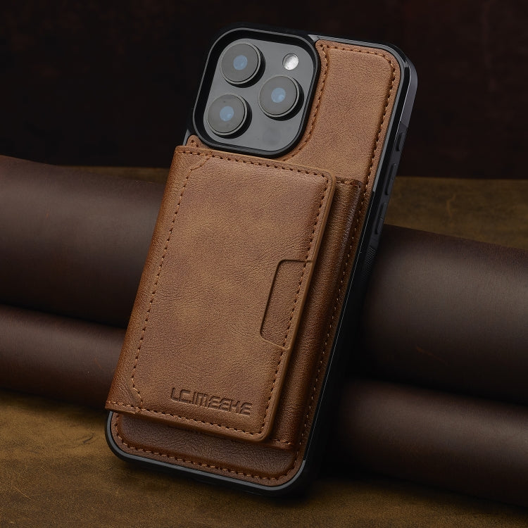 For iPhone 16 Pro LC.IMEEKE L5 Series Detachable RFID Card Bag Magsafe Phone Case(Brown)