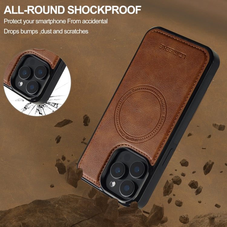 For iPhone 16 Pro LC.IMEEKE L5 Series Detachable RFID Card Bag Magsafe Phone Case(Brown)