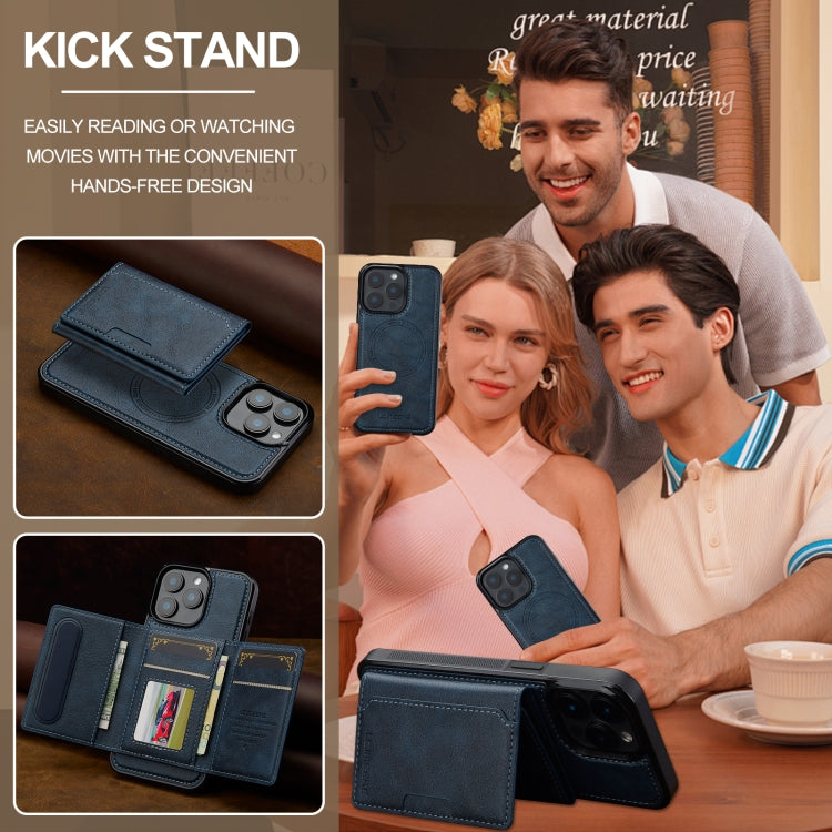 For iPhone 16 Pro LC.IMEEKE L5 Series Detachable RFID Card Bag Magsafe Phone Case(Blue)