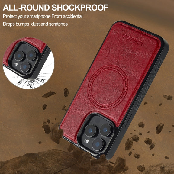 For iPhone 16 Pro LC.IMEEKE L5 Series Detachable RFID Card Bag Magsafe Phone Case(Red)