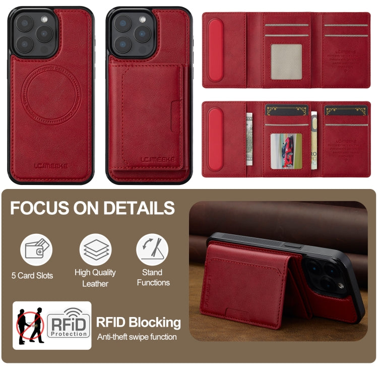 For iPhone 16 Pro LC.IMEEKE L5 Series Detachable RFID Card Bag Magsafe Phone Case(Red)