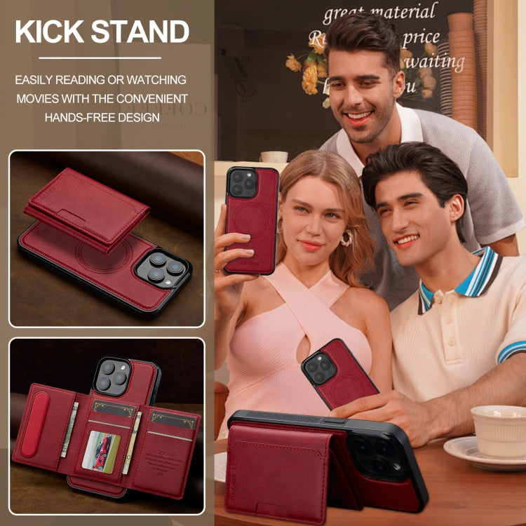 For iPhone 16 Pro LC.IMEEKE L5 Series Detachable RFID Card Bag Magsafe Phone Case(Red)