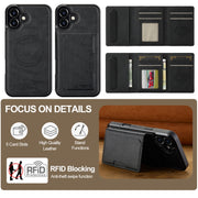 For iPhone 16 Plus LC.IMEEKE L5 Series Detachable RFID Card Bag Magsafe Phone Case(Black)