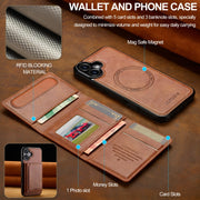 For iPhone 16 Plus LC.IMEEKE L5 Series Detachable RFID Card Bag Magsafe Phone Case(Brown)