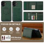 For iPhone 16 Plus LC.IMEEKE L5 Series Detachable RFID Card Bag Magsafe Phone Case(Green)