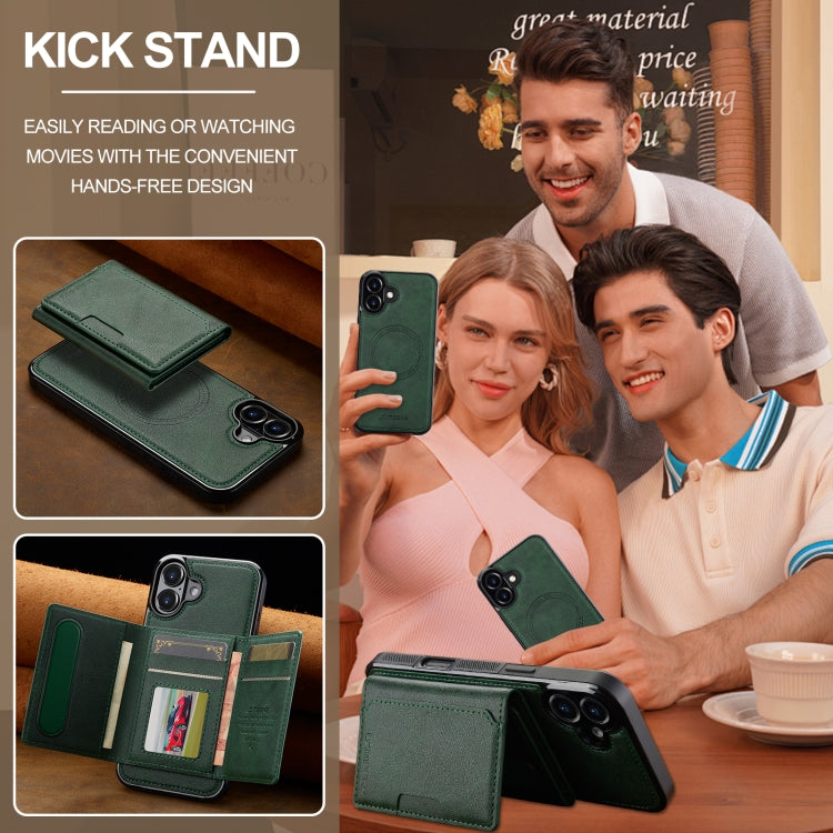 For iPhone 16 Plus LC.IMEEKE L5 Series Detachable RFID Card Bag Magsafe Phone Case(Green)
