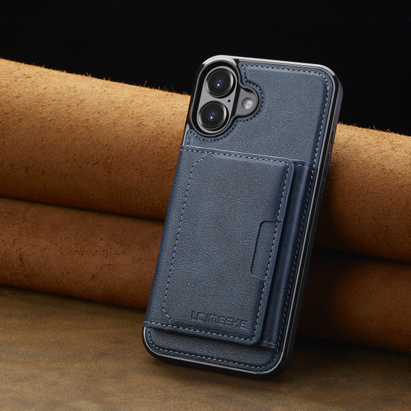For iPhone 16 LC.IMEEKE L5 Series Detachable RFID Card Bag Magsafe Phone Case(Blue)