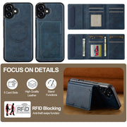 For iPhone 16 LC.IMEEKE L5 Series Detachable RFID Card Bag Magsafe Phone Case(Blue)