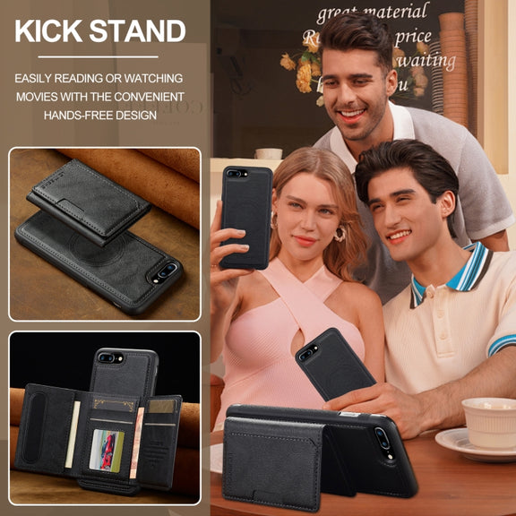 For iPhone 16e LC.IMEEKE L5 Series Detachable RFID Card Bag Magsafe Phone Case(Black)
