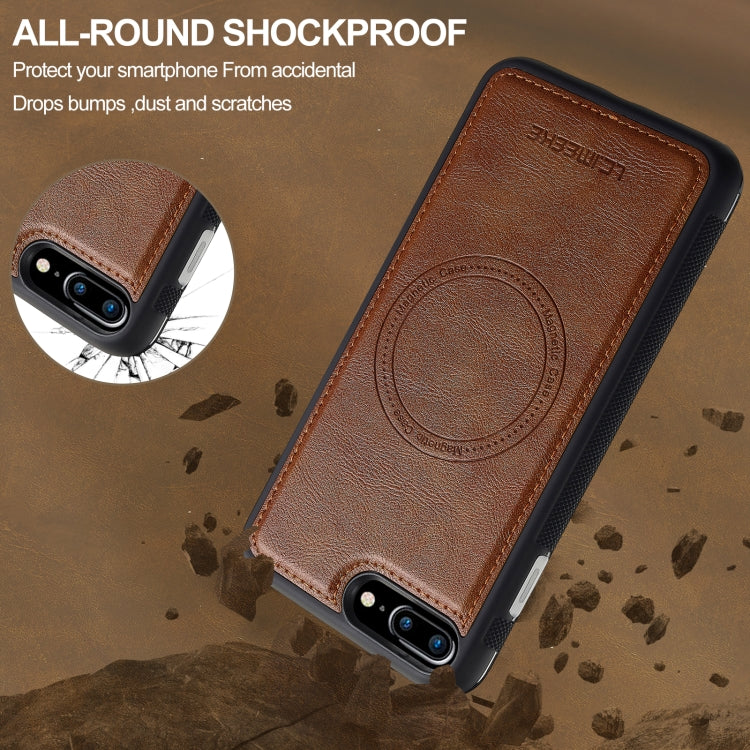 For iPhone 16e LC.IMEEKE L5 Series Detachable RFID Card Bag Magsafe Phone Case(Brown)