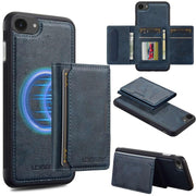 For iPhone 16e LC.IMEEKE L5 Series Detachable RFID Card Bag Magsafe Phone Case(Blue)
