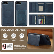 For iPhone 16e LC.IMEEKE L5 Series Detachable RFID Card Bag Magsafe Phone Case(Blue)