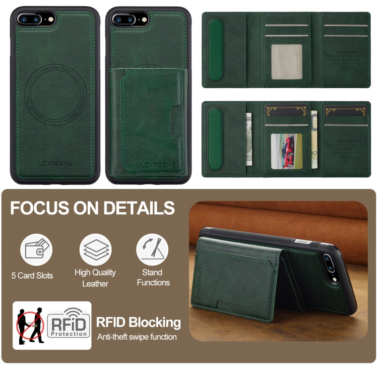 For iPhone 16e LC.IMEEKE L5 Series Detachable RFID Card Bag Magsafe Phone Case(Green)