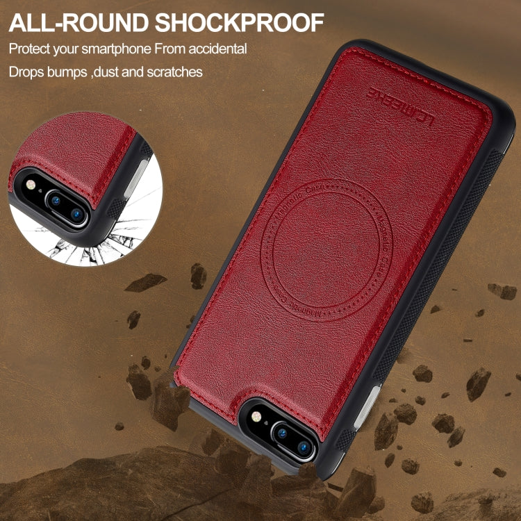 For iPhone 16e LC.IMEEKE L5 Series Detachable RFID Card Bag Magsafe Phone Case(Red)
