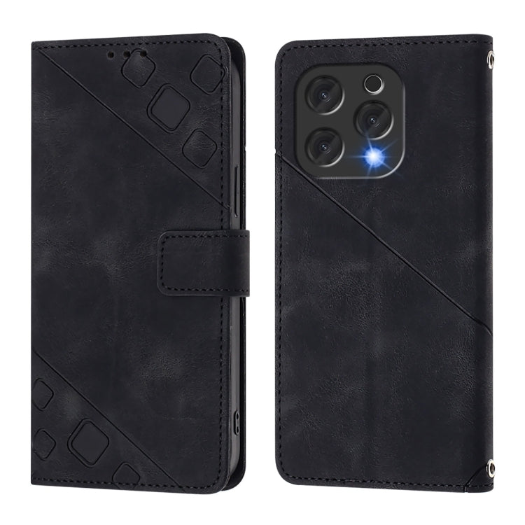 For Doogee N55 Plus Skin-feel Embossed Leather Phone Case(Black)