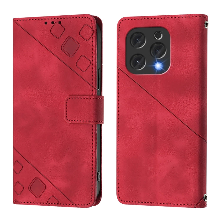 For Doogee N55 Plus Skin-feel Embossed Leather Phone Case(Red)