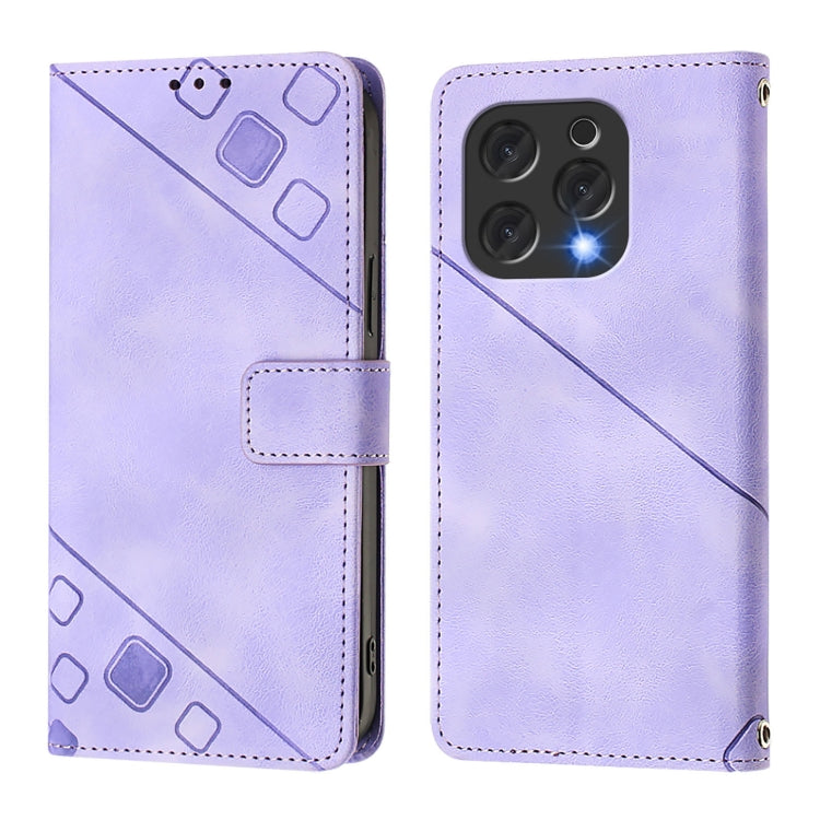 For Doogee N55 Plus Skin-feel Embossed Leather Phone Case(Light Purple)