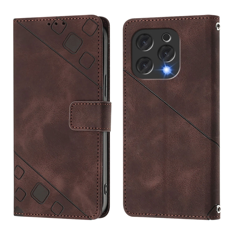 For Doogee N55 Plus Skin-feel Embossed Leather Phone Case(Brown)