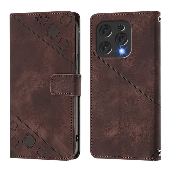 For Doogee N55 Plus Skin-feel Embossed Leather Phone Case(Brown)