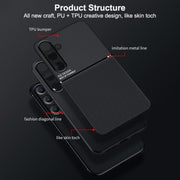 For Samsung Galaxy S25 5G Classic Tilt Strip Grain Magnetic PC Hybrid TPU Phone Case(Red)