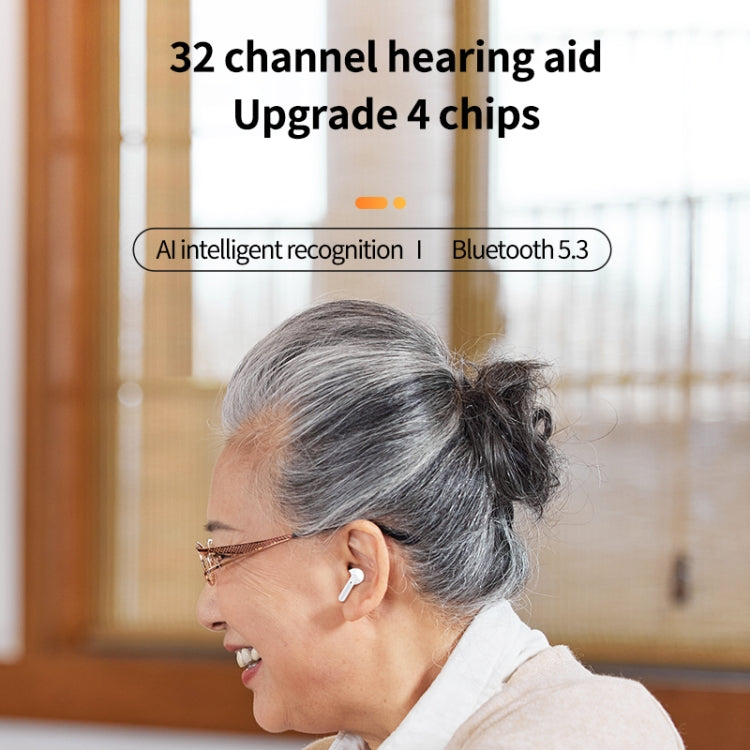 Bluetooth 5.3 In-ear AI Smart Recognition Hearing Aid(White)