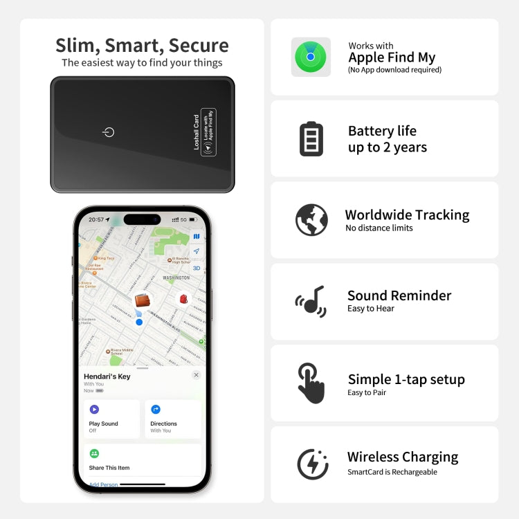 F9 Mirror Surface Ultra-thin Card Type Location Tracker Anti-lost Device(Black)