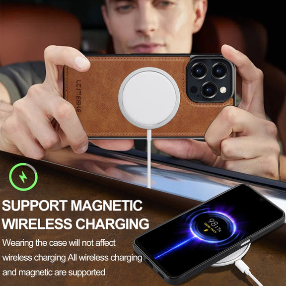 For iPhone 16 Pro LC.IMEEKE Magsafe Phone Case(Brown)