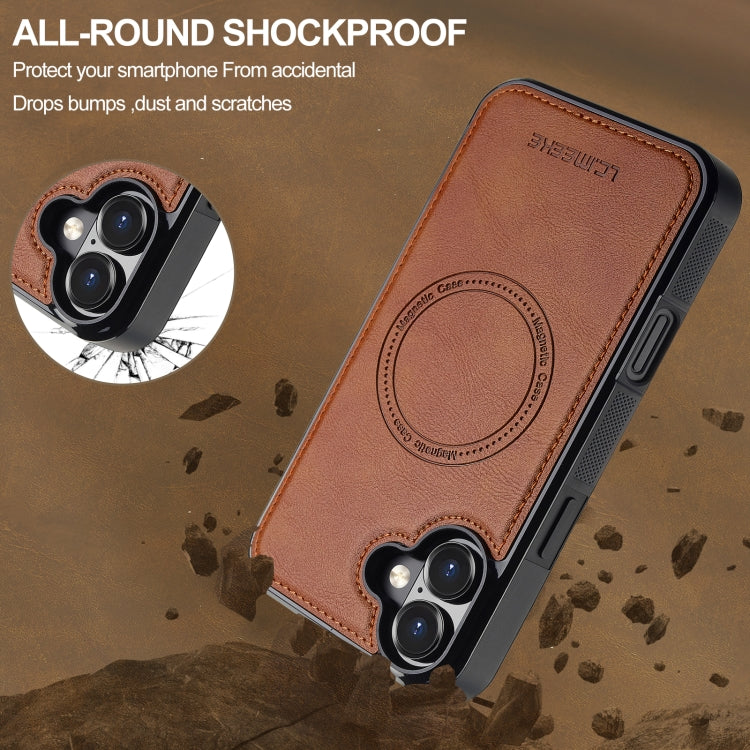 For iPhone 16 LC.IMEEKE Magsafe Phone Case(Brown)