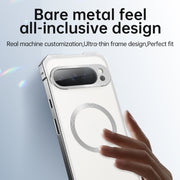 For Google Pixel 8 Irregular Alloy Frame Fosted Translucent MagSafe Phone Case(Black)