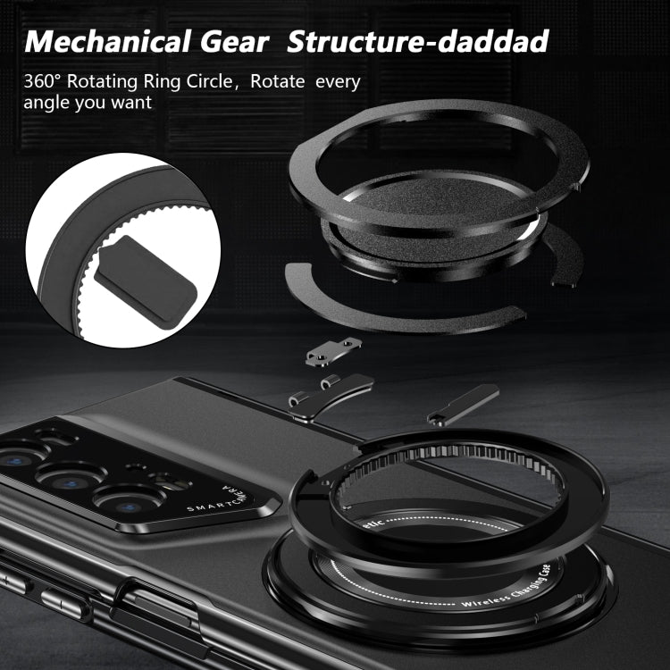 For Honor Magic V2 RSR Porsche Design Gold Medal Rotating Folding Series Ring Holder Phone Case(Black)