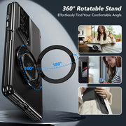 For Honor Magic V2 RSR Porsche Design Gold Medal Rotating Folding Series Ring Holder Phone Case(Black)