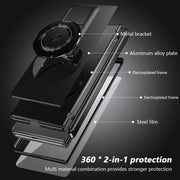 For Honor Magic V2 RSR Porsche Design Gold Medal Rotating Folding Series Ring Holder Phone Case(Black)