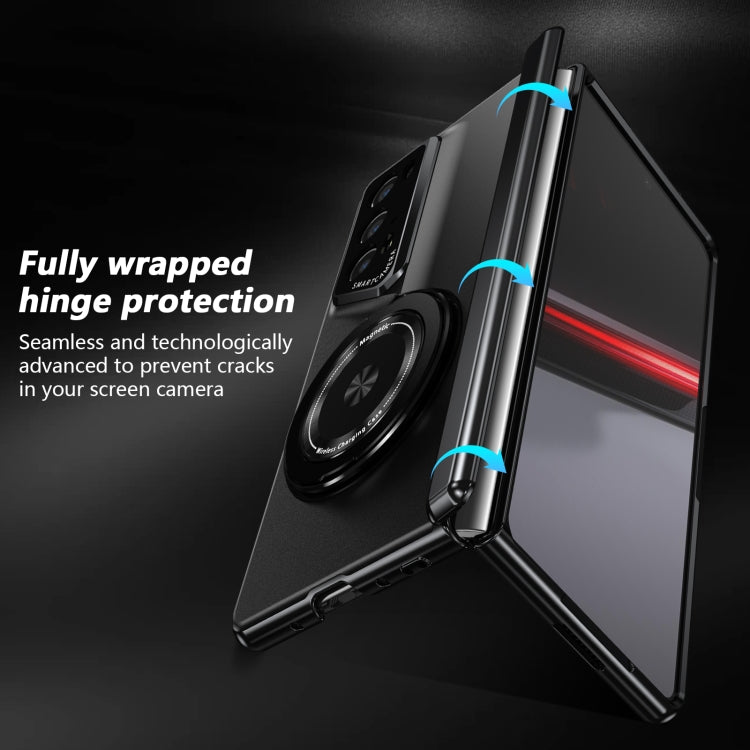 For Honor Magic V2 RSR Porsche Design Gold Medal Rotating Folding Series Ring Holder Phone Case(Black)