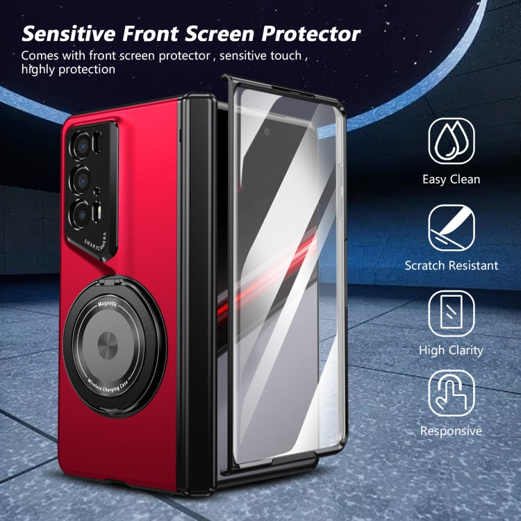 For Honor Magic V2 RSR Porsche Design Gold Medal Rotating Folding Series Ring Holder Phone Case(Red)