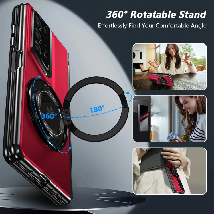 For Honor Magic V2 RSR Porsche Design Gold Medal Rotating Folding Series Ring Holder Phone Case(Red)