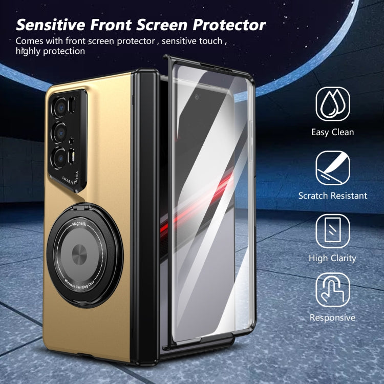 For Honor Magic V2 RSR Porsche Design Gold Medal Rotating Folding Series Ring Holder Phone Case(Gold)