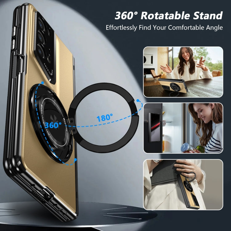 For Honor Magic V2 RSR Porsche Design Gold Medal Rotating Folding Series Ring Holder Phone Case(Gold)
