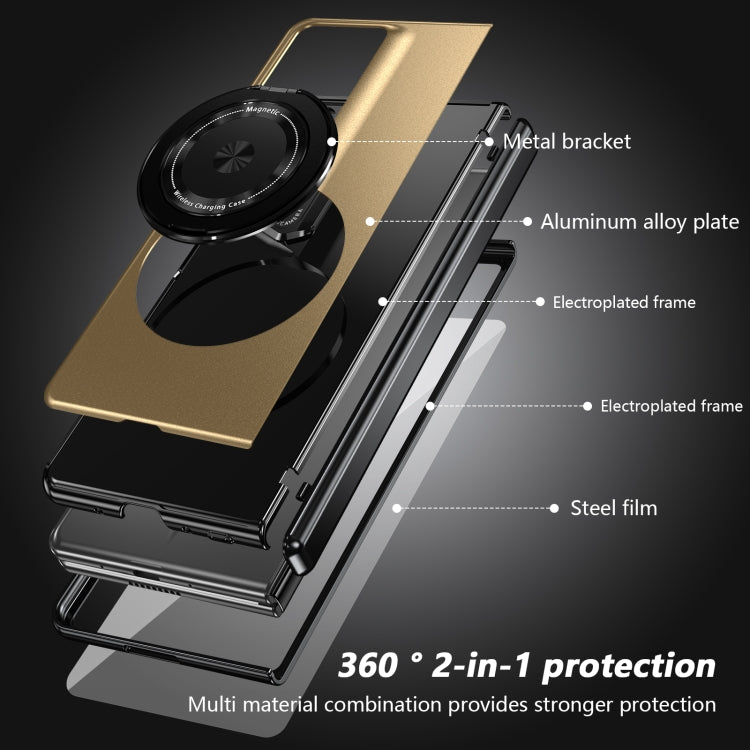 For Honor Magic V2 RSR Porsche Design Gold Medal Rotating Folding Series Ring Holder Phone Case(Gold)