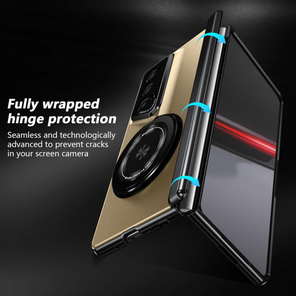 For Honor Magic V2 RSR Porsche Design Gold Medal Rotating Folding Series Ring Holder Phone Case(Gold)