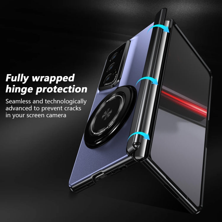 For Honor Magic V2 RSR Porsche Design Gold Medal Rotating Folding Series Ring Holder Phone Case(Blue)