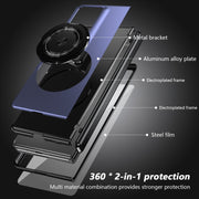 For Honor Magic V2 RSR Porsche Design Gold Medal Rotating Folding Series Ring Holder Phone Case(Blue)