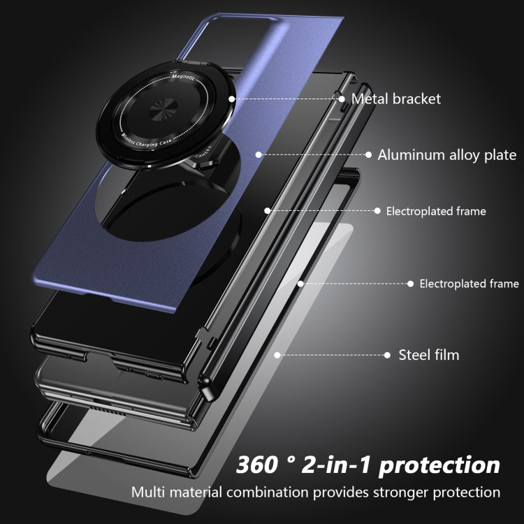 For Honor Magic V2 RSR Porsche Design Gold Medal Rotating Folding Series Ring Holder Phone Case(Blue)