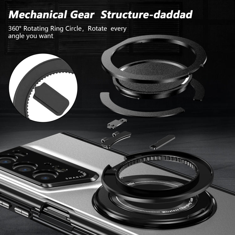 For Honor Magic V2 RSR Porsche Design Gold Medal Rotating Folding Series Ring Holder Phone Case(Silver)