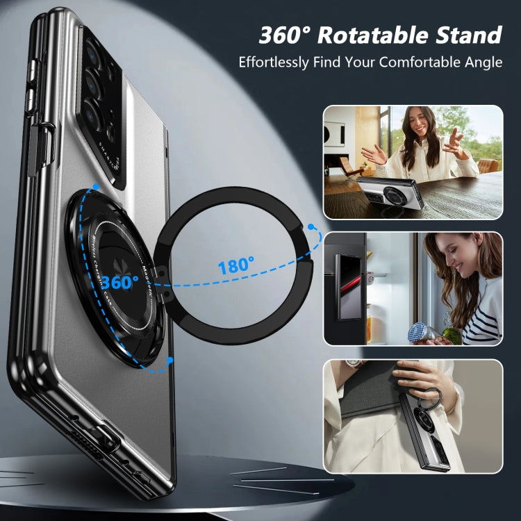 For Honor Magic V2 RSR Porsche Design Gold Medal Rotating Folding Series Ring Holder Phone Case(Silver)