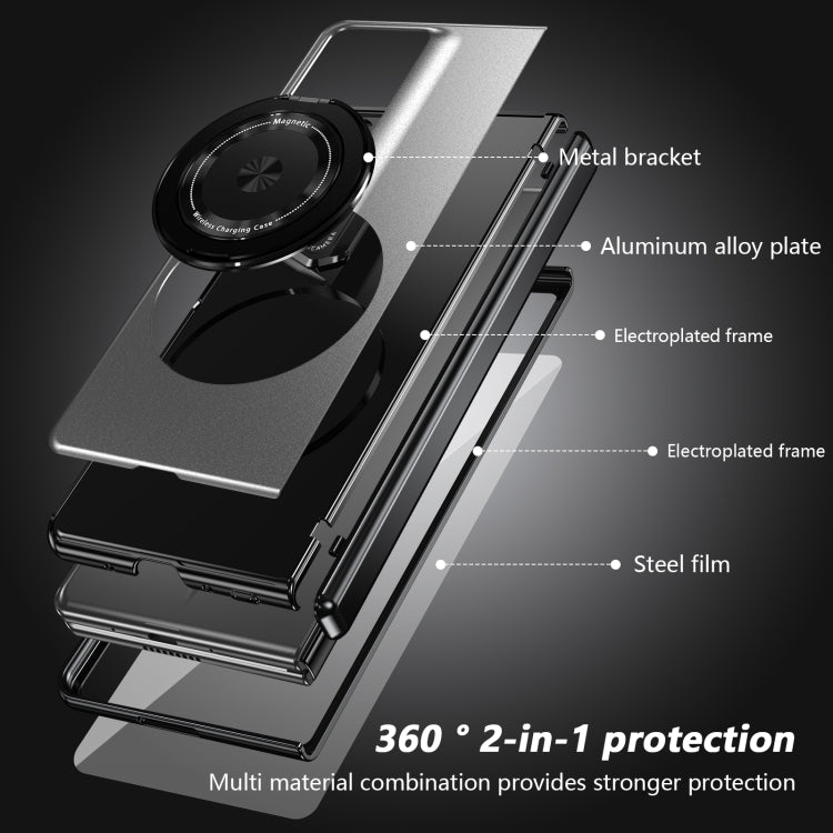 For Honor Magic V2 RSR Porsche Design Gold Medal Rotating Folding Series Ring Holder Phone Case(Silver)
