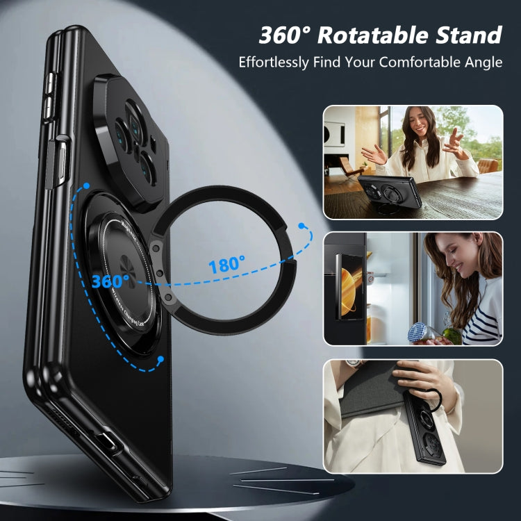For Honor Magic V3 Gold Medal Rotating Folding Series Ring Holder Phone Case(Black)