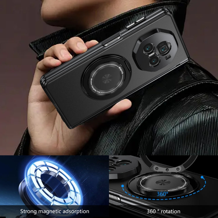 For Honor Magic V3 Gold Medal Rotating Folding Series Ring Holder Phone Case(Black)