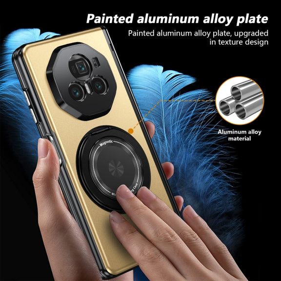 For Honor Magic V3 Gold Medal Rotating Folding Series Ring Holder Phone Case(Gold)
