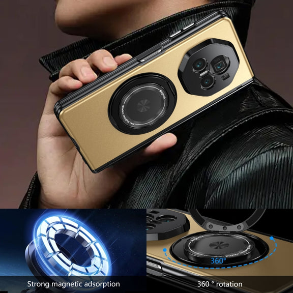 For Honor Magic V3 Gold Medal Rotating Folding Series Ring Holder Phone Case(Gold)