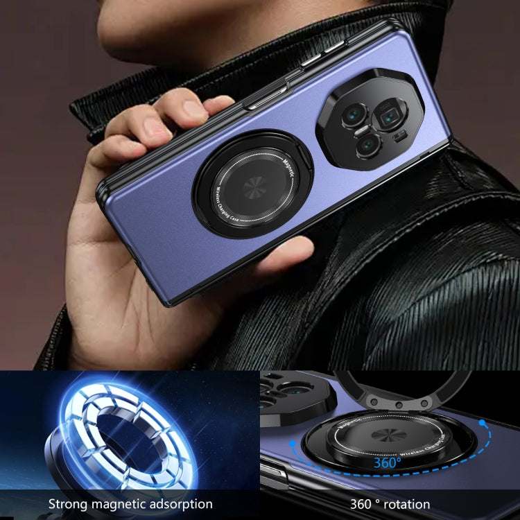 For Honor Magic V3 Gold Medal Rotating Folding Series Ring Holder Phone Case(Blue)